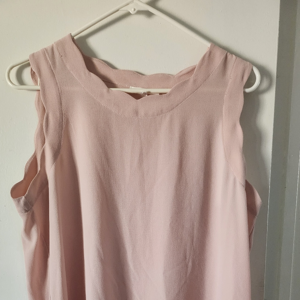 Scallop edge pink blouse